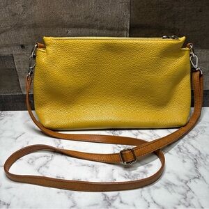 Valentina Yellow Leather Crossbody Bag